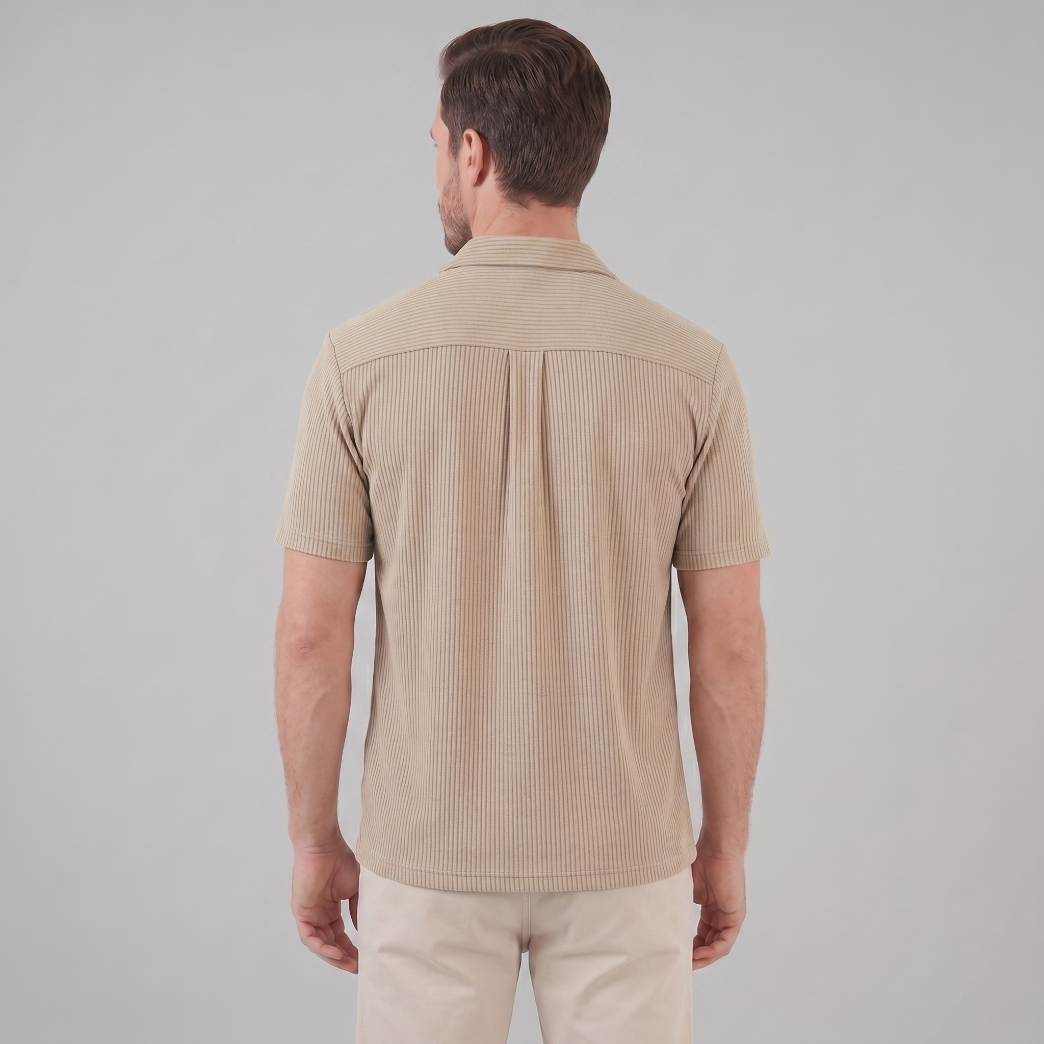 Herren Gerippter Cuban Kragen Hemd