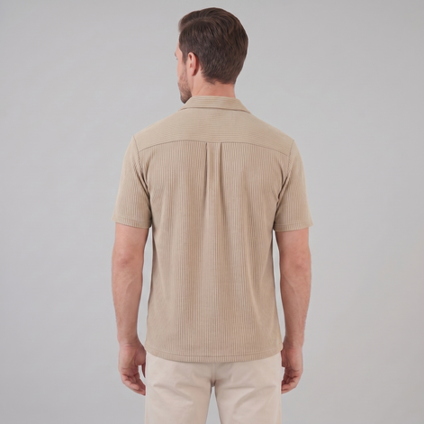Herren Gerippter Cuban Kragen Hemd