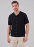 Herren Rippenstrick Polo mit Durchgehender Knopfleiste