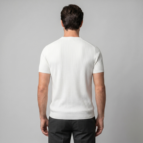 Herren Rippstrick Rundhals T Shirt