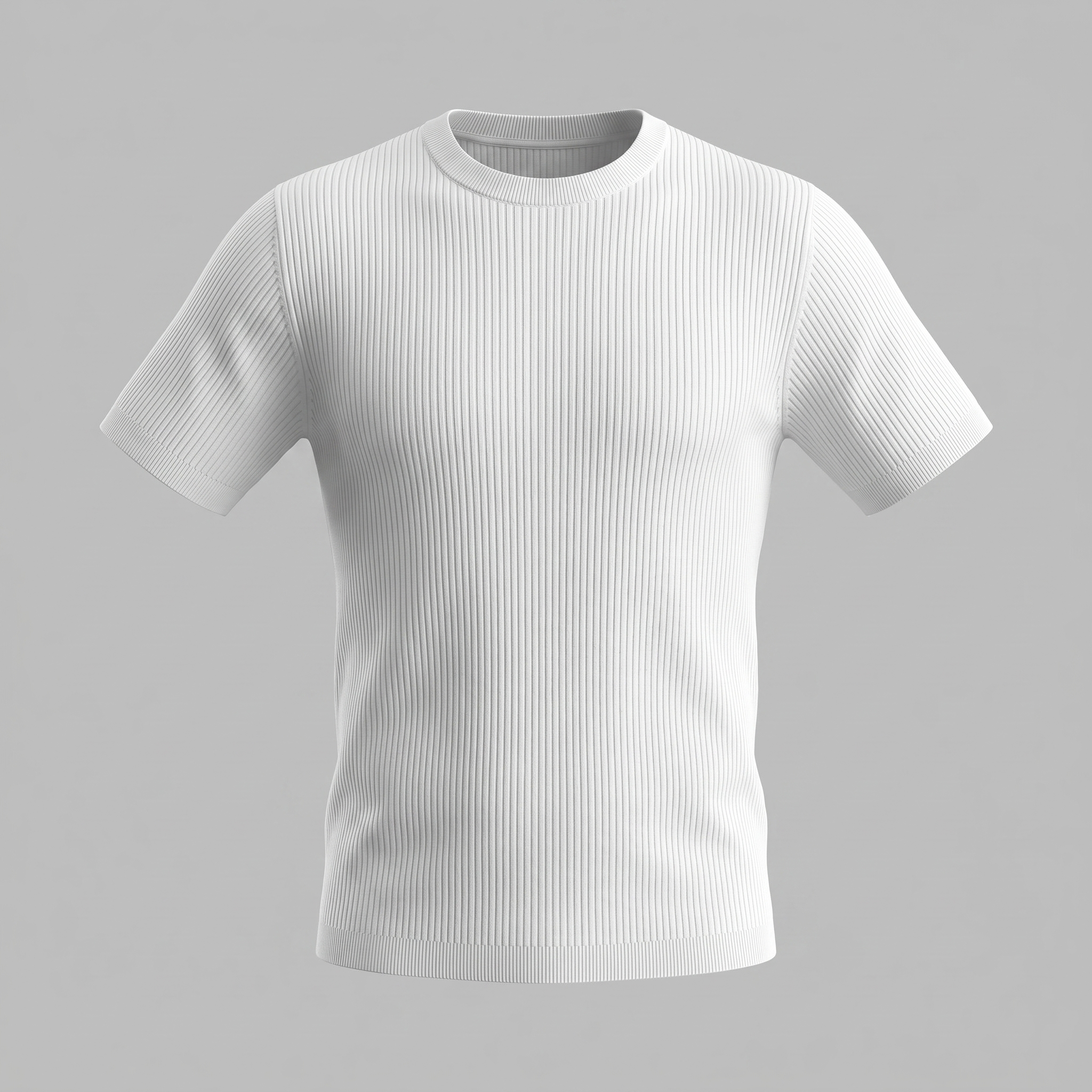 Herren Rippstrick Rundhals T Shirt
