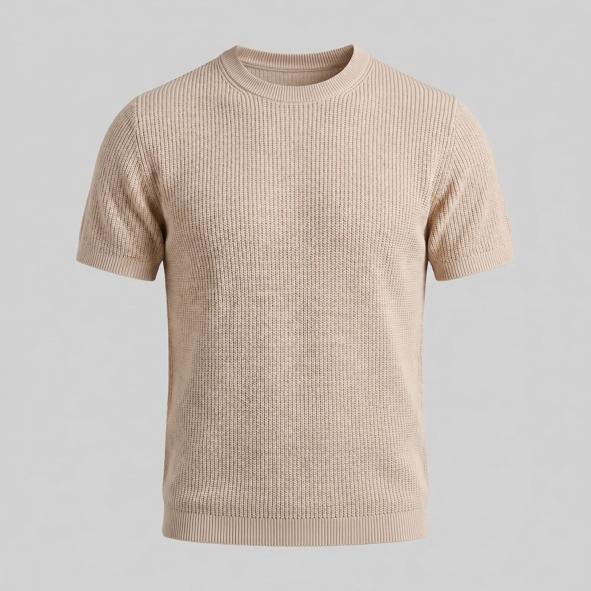 Herren Rippstrick Rundhals T Shirt