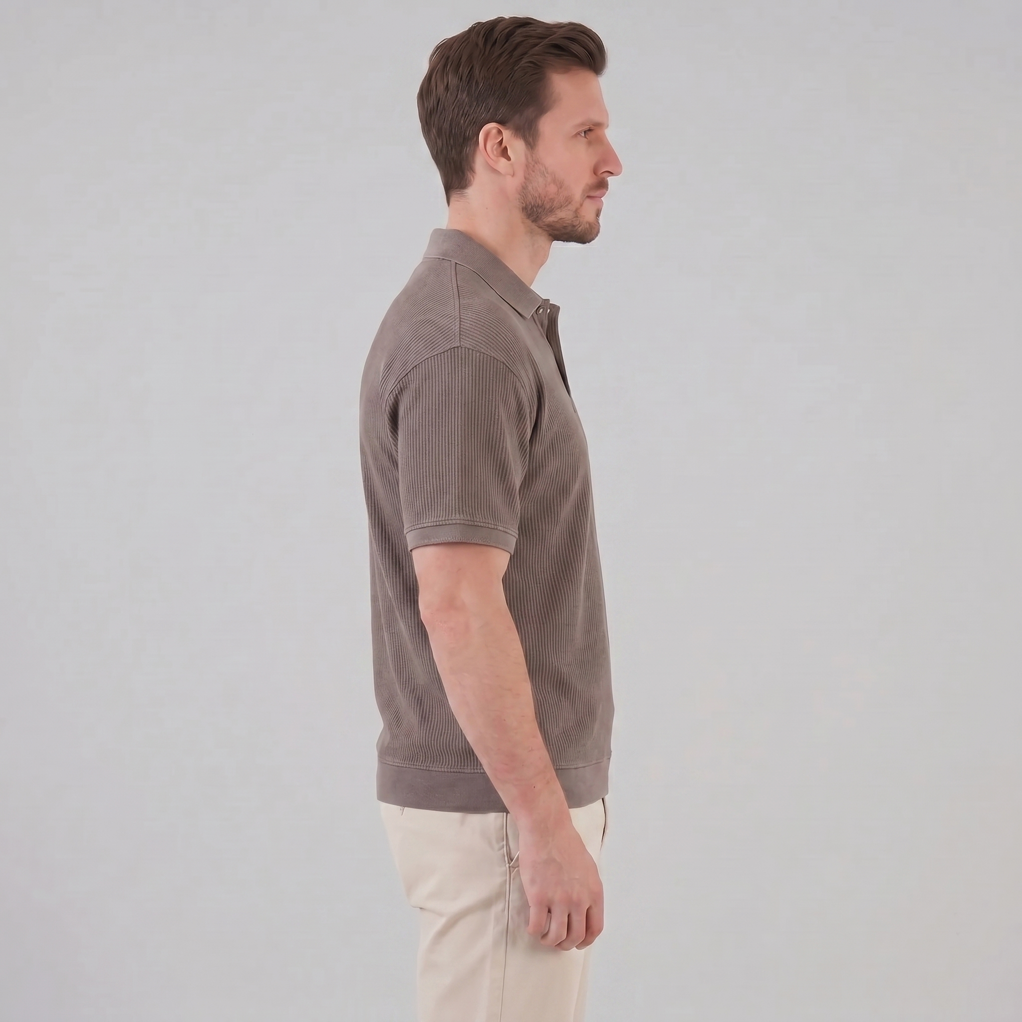 Herren Poloshirt Mit Rippstrick Kurzarm