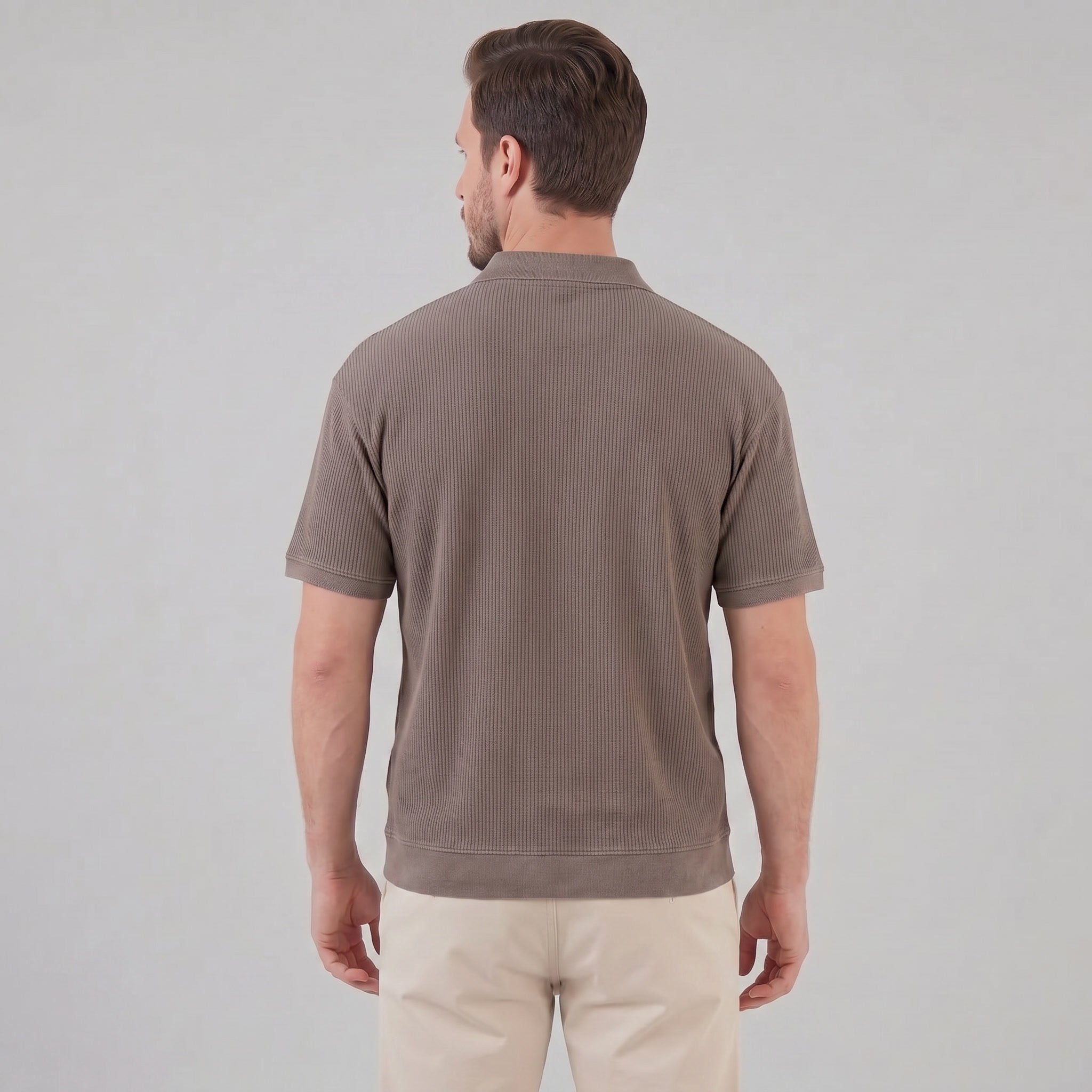 Herren Poloshirt Mit Rippstrick Kurzarm