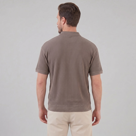Herren Poloshirt Mit Rippstrick Kurzarm