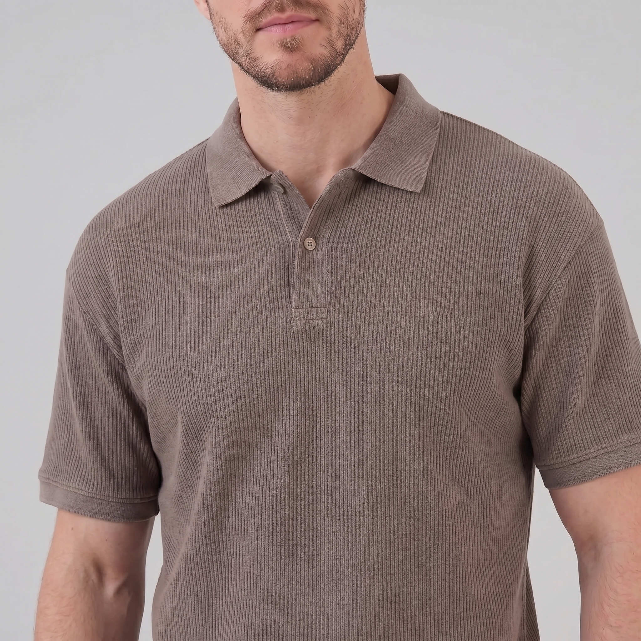 Herren Poloshirt Mit Rippstrick Kurzarm