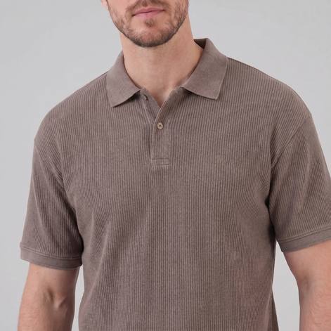 Herren Poloshirt Mit Rippstrick Kurzarm