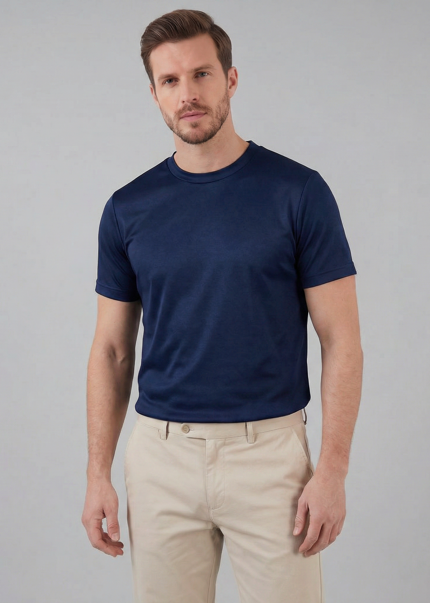 Herren Glänzendes Rundhals T-Shirt