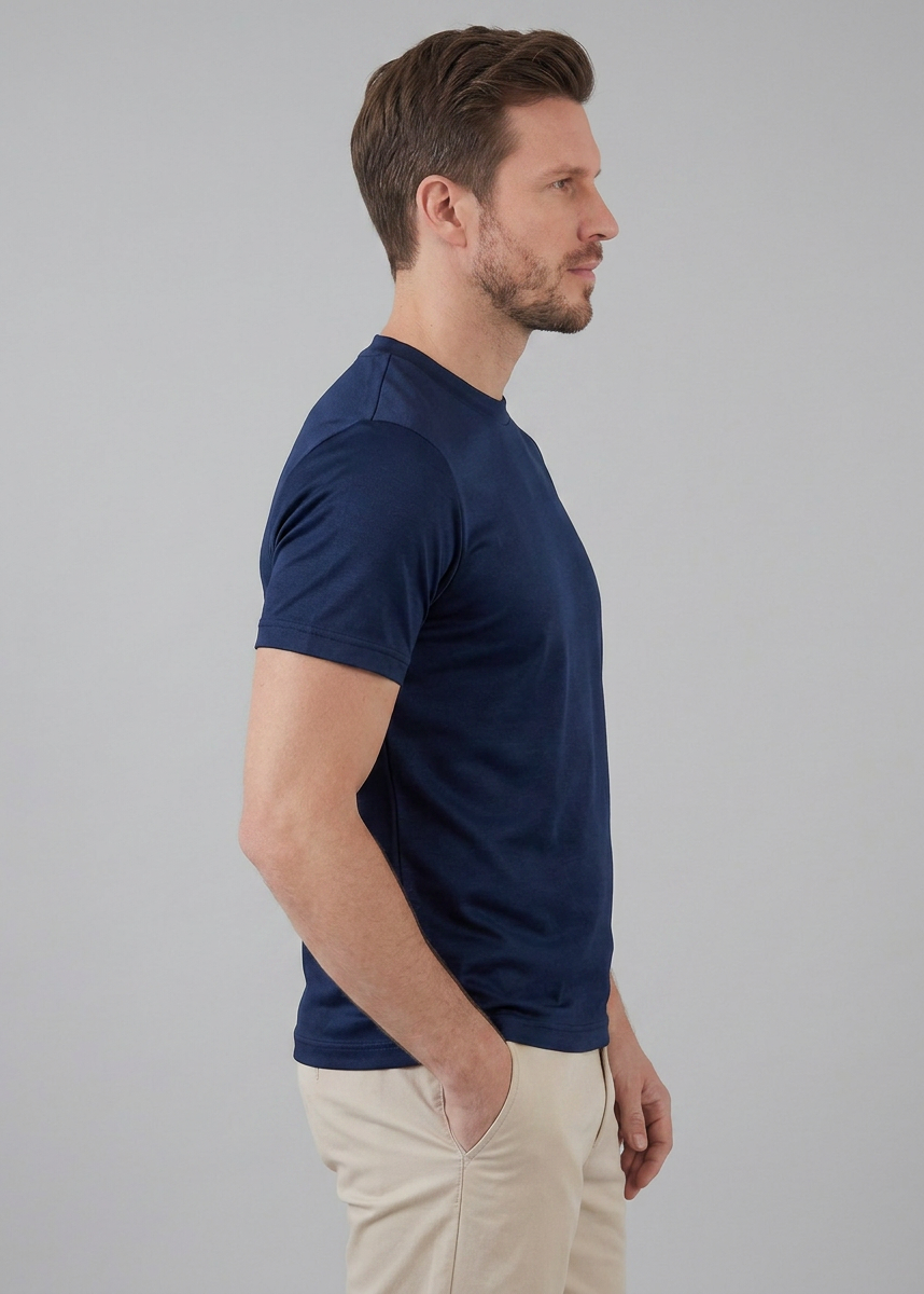 Herren Glänzendes Rundhals T-Shirt