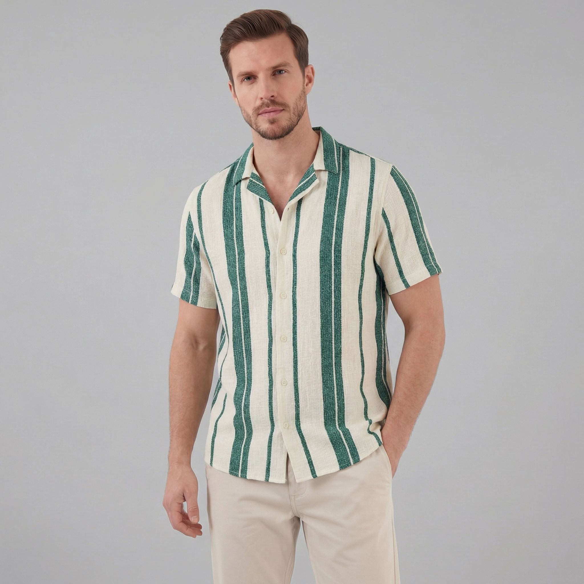 Herren Hemd Mit Button Down Kragen Kurze Ärmel