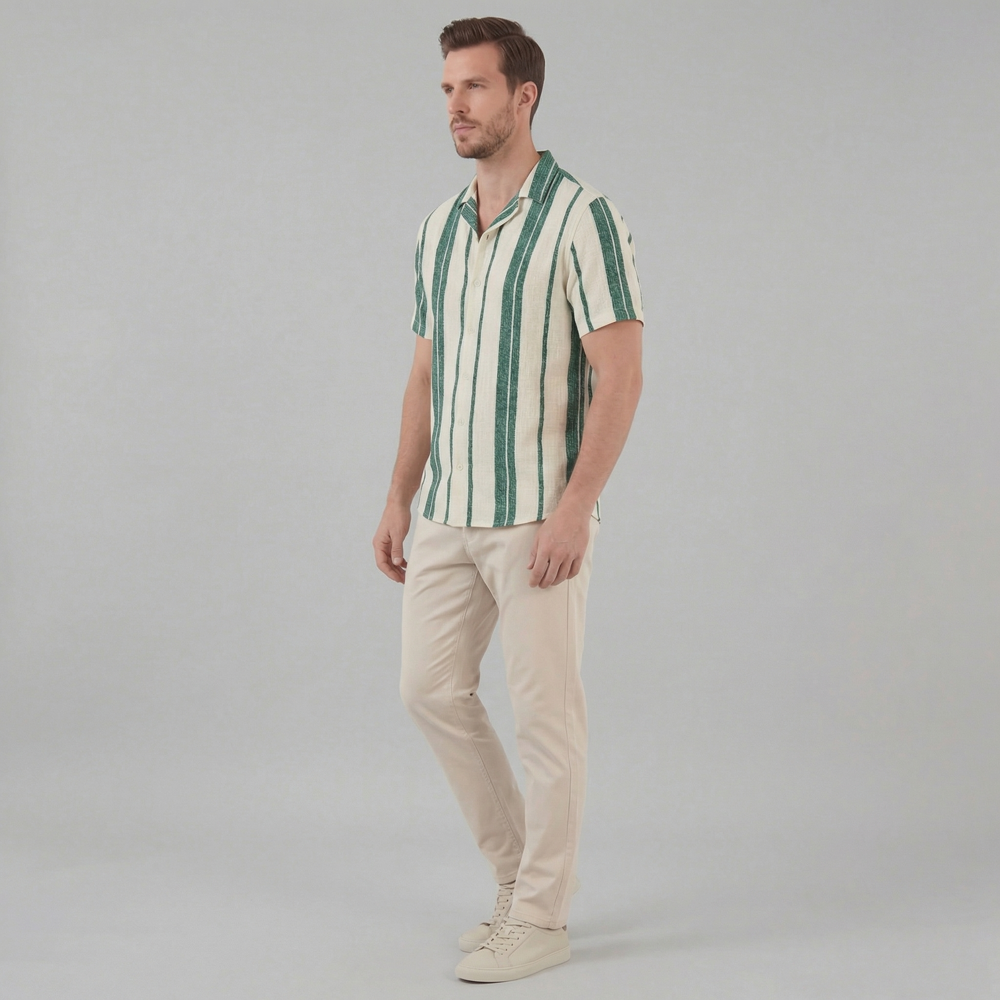 Herren Hemd Mit Button Down Kragen Kurze Ärmel