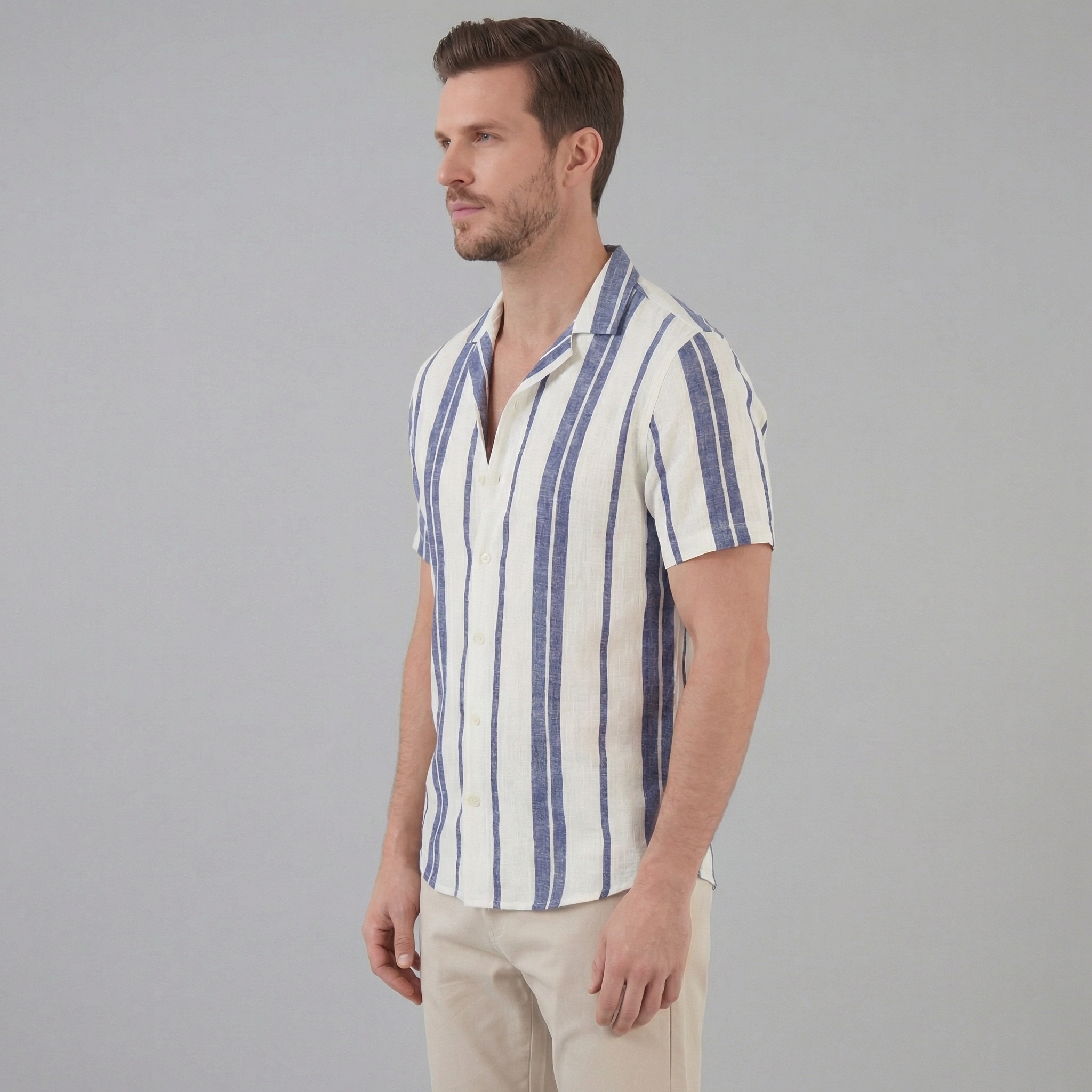 Herren Hemd Mit Button Down Kragen Kurze Ärmel