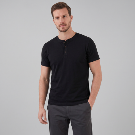 Herren Kurzarm Henley Hemd