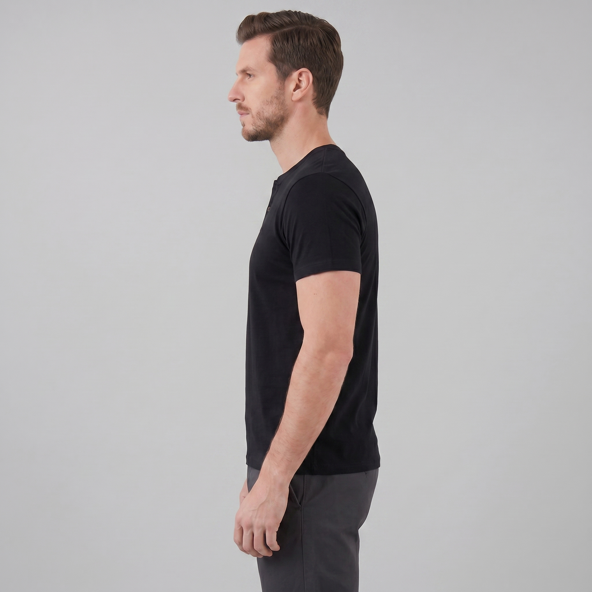Herren Kurzarm Henley Hemd