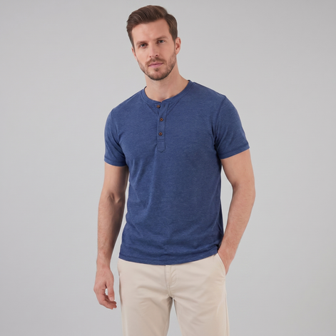 Herren Kurzarm Henley Hemd