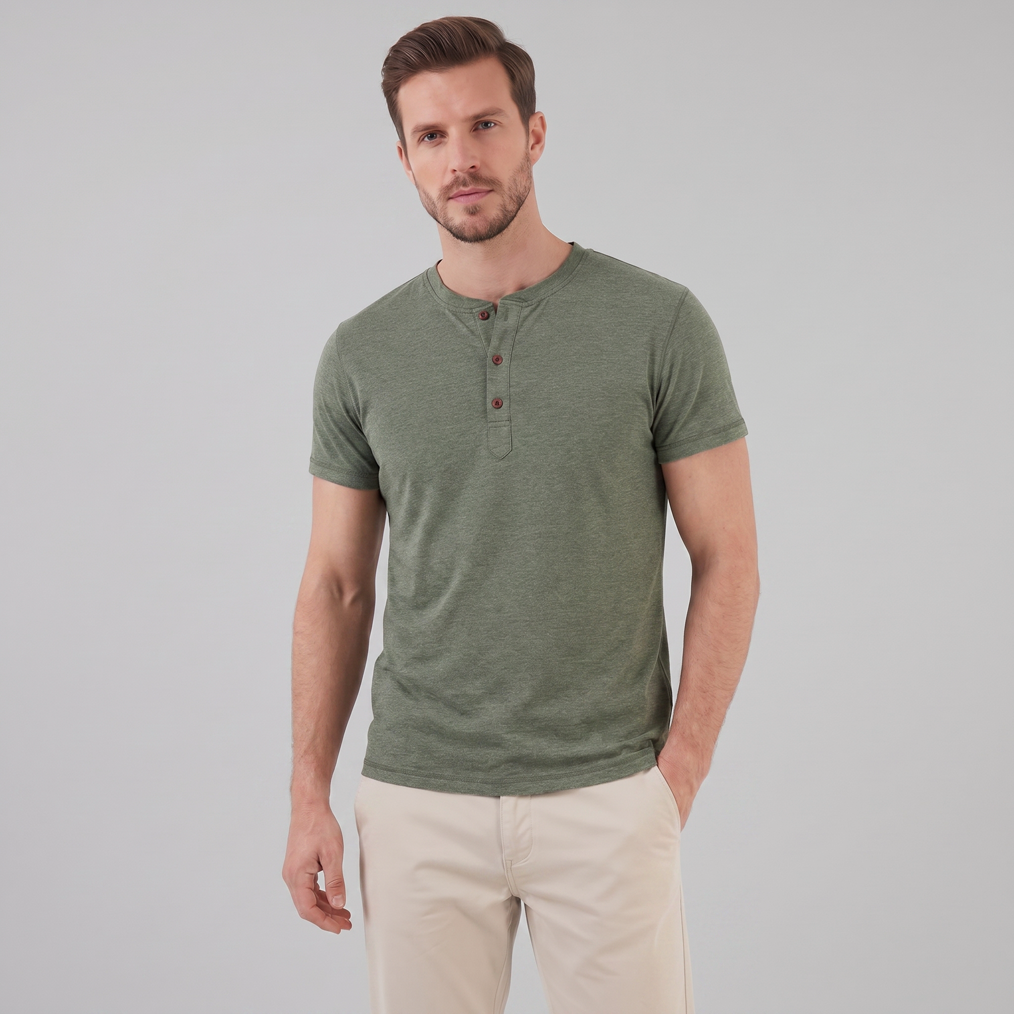 Herren Kurzarm Henley Hemd