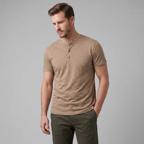 Herren Kurzarm Henley Hemd