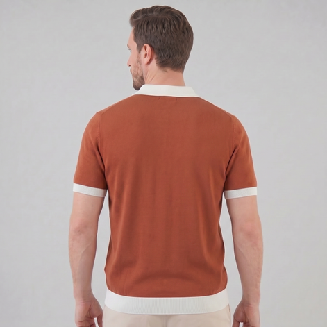 Herren Strickpolohemd Kurzarm Mit V-Ausschnitt