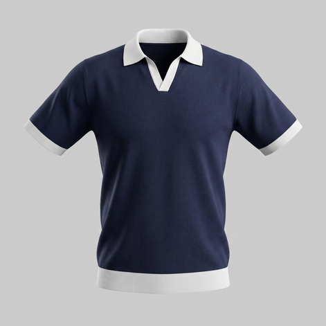 Herren Strickpolohemd Kurzarm Mit V-Ausschnitt