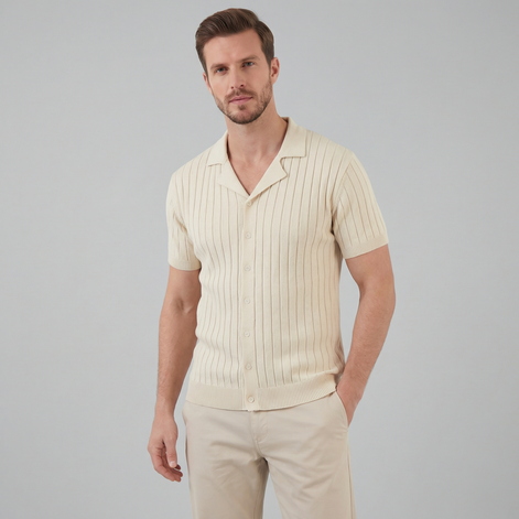 Herren Kurzarm Strickhemd