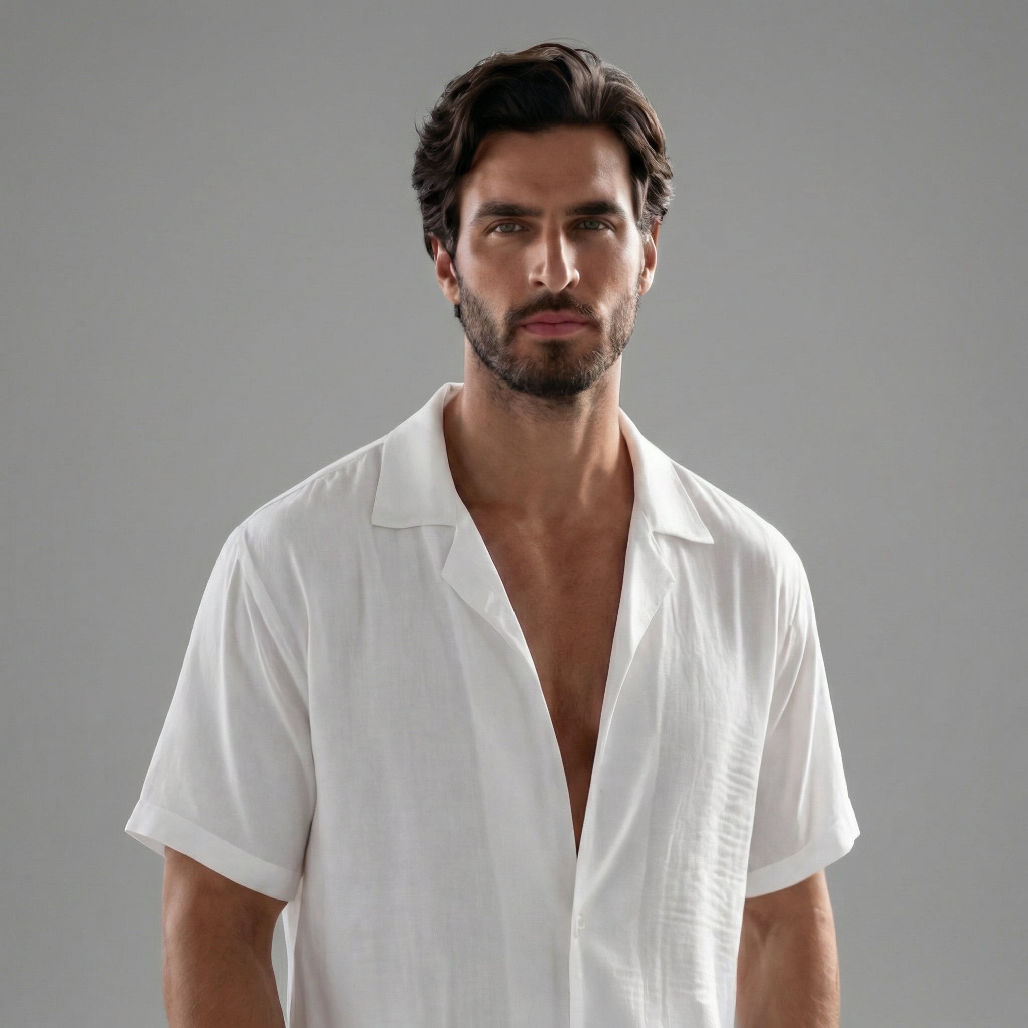 Herren Leinen Sommer-Set Mit Kurzärmeln