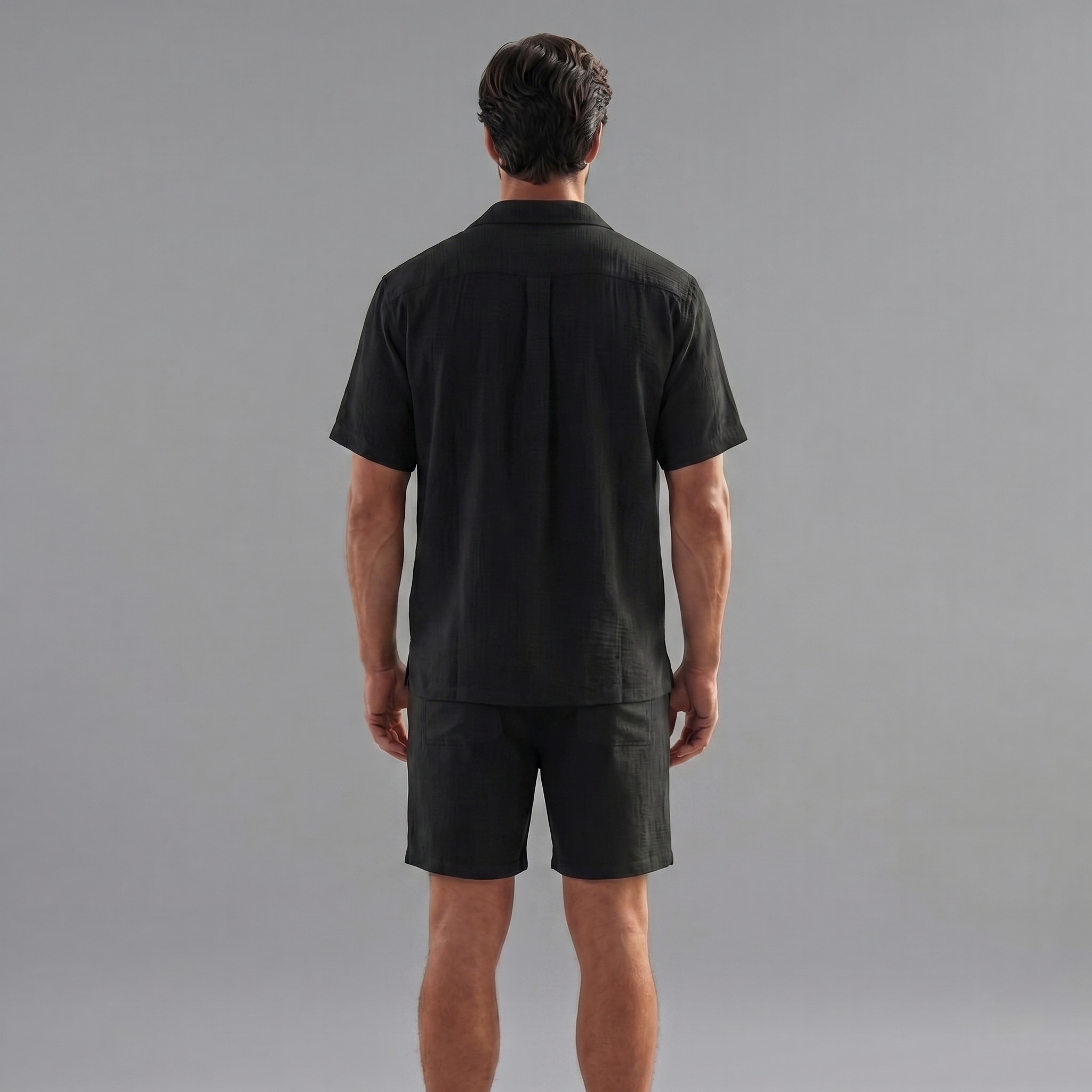 Herren Leinen Sommer-Set Mit Kurzärmeln
