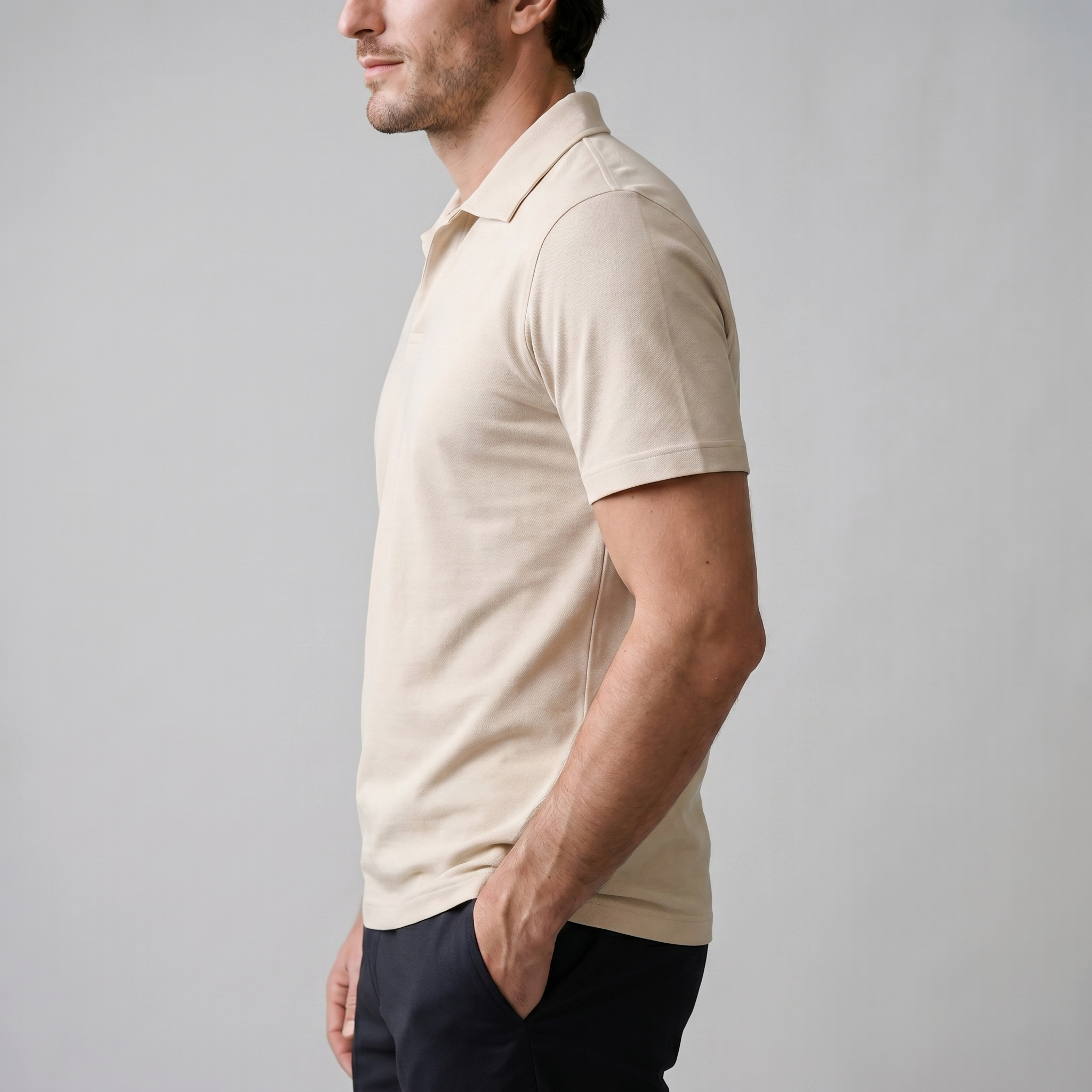 Herren Poloshirt mit kurzen Ärmeln und offenem Kragen