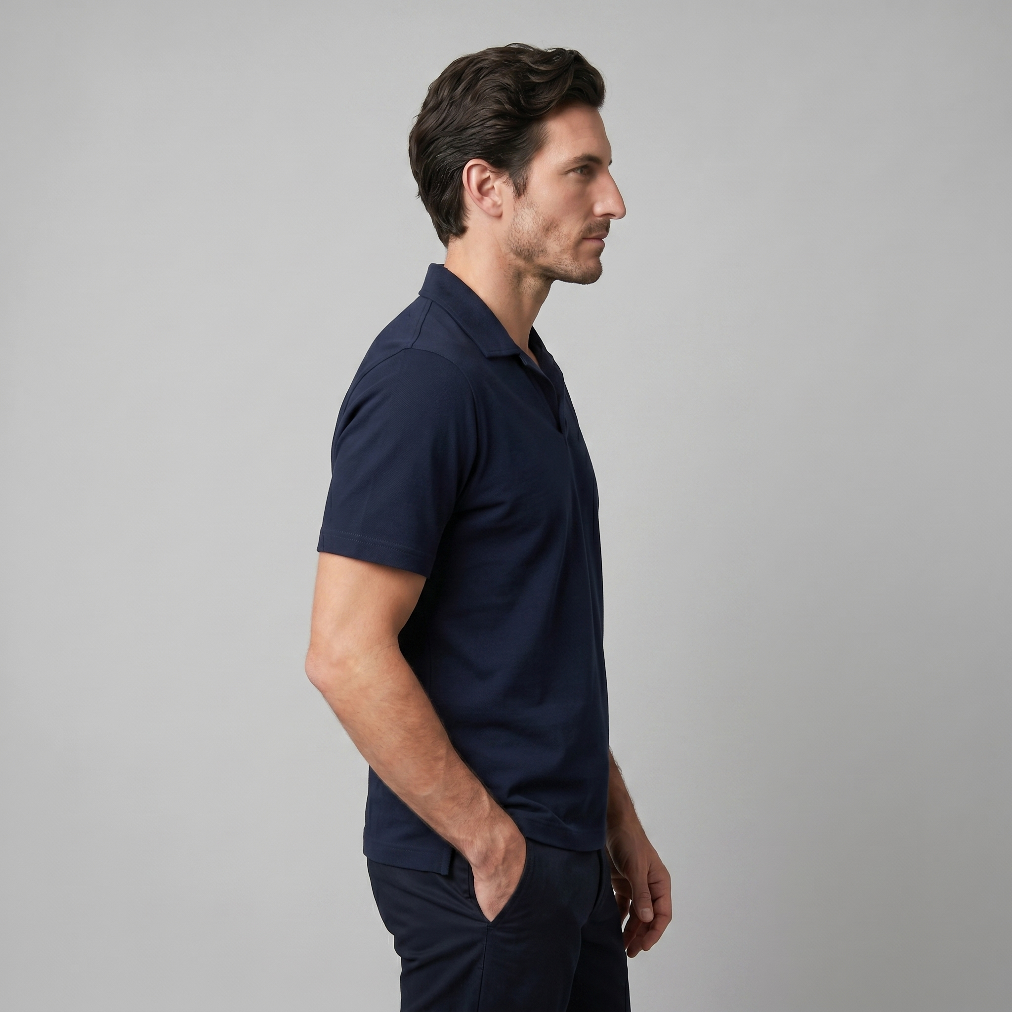 Herren Poloshirt mit kurzen Ärmeln und offenem Kragen