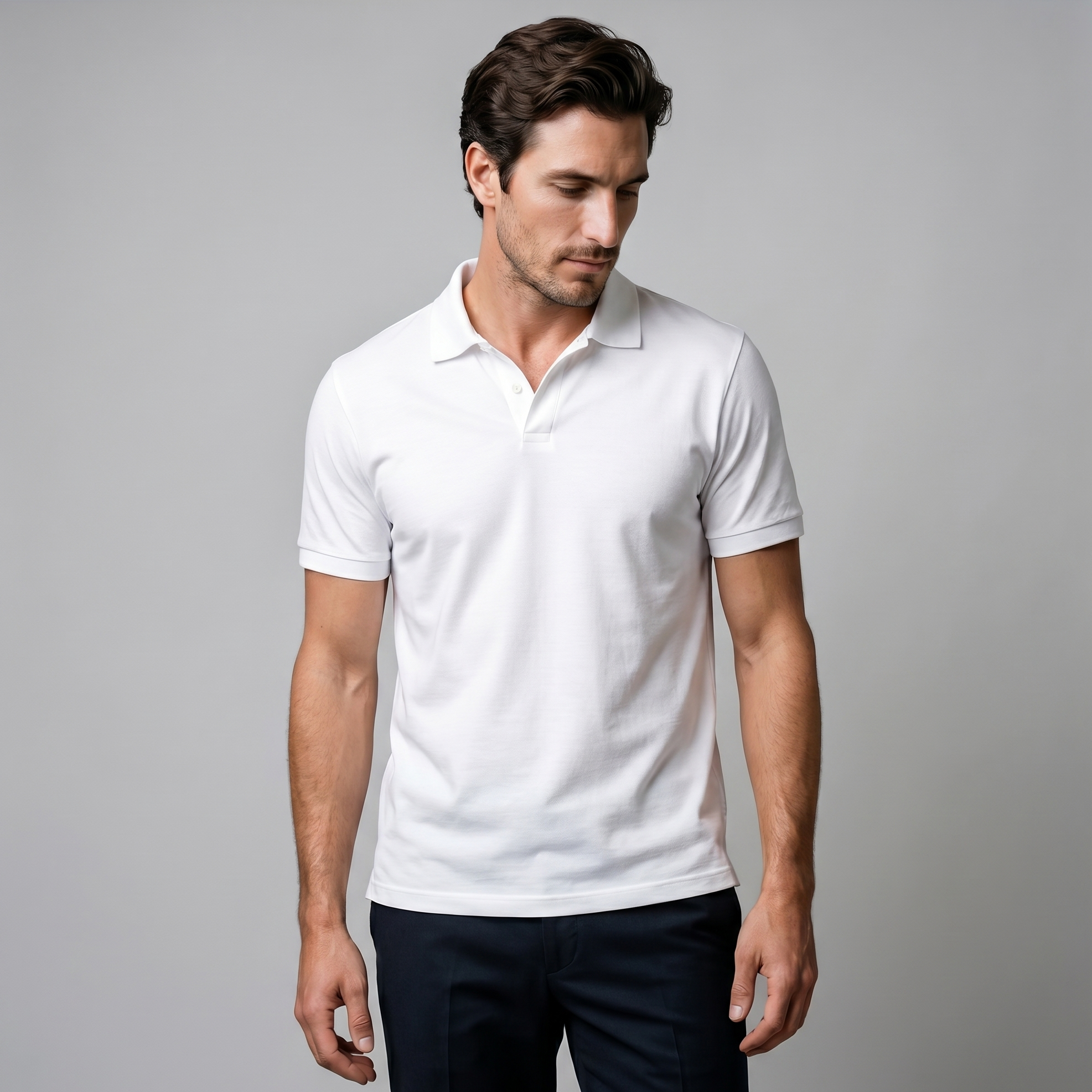 Herren Poloshirt mit kurzen Ärmeln und offenem Kragen