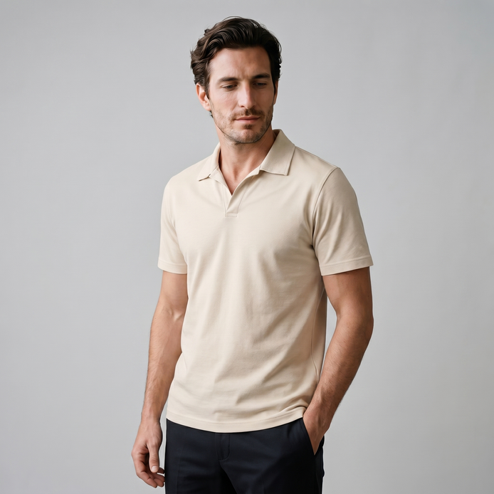 Herren Poloshirt mit kurzen Ärmeln und offenem Kragen