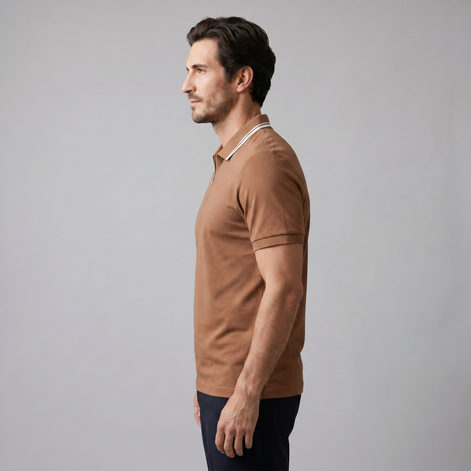 Herren Kurzarm-Poloshirt Mit Reißverschlussblende