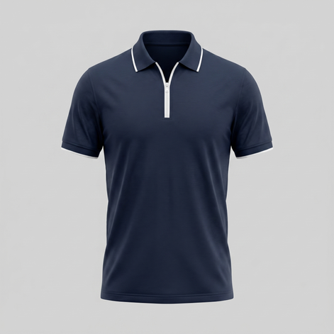 Herren Kurzarm-Poloshirt Mit Reißverschlussblende