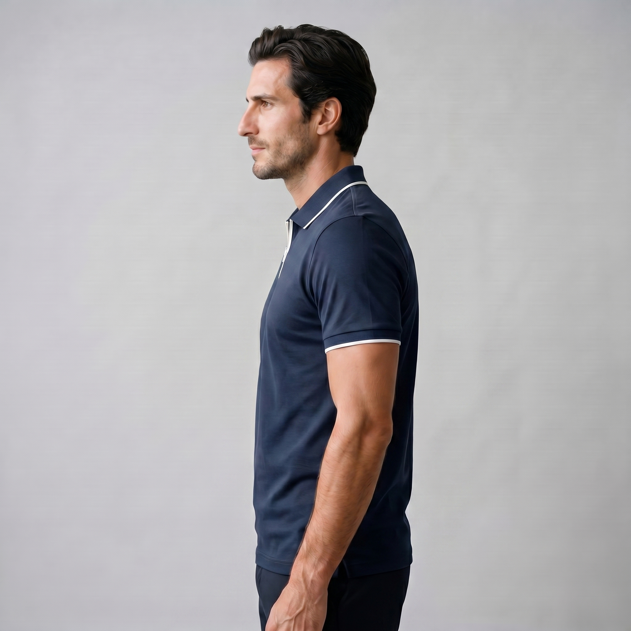 Herren Kurzarm-Poloshirt Mit Reißverschlussblende