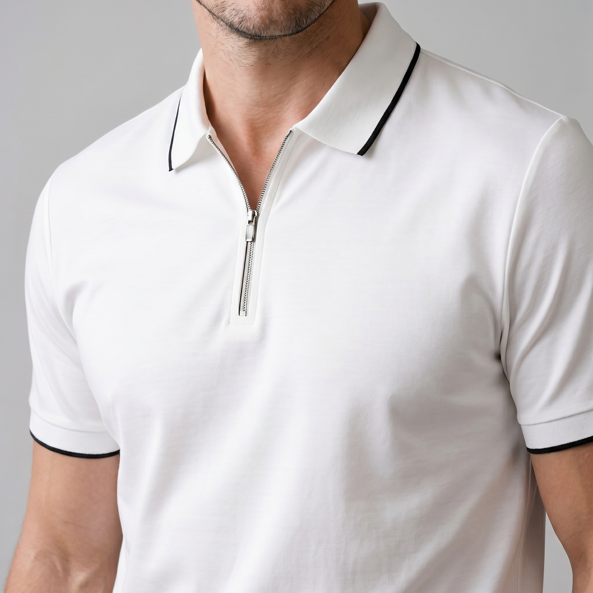 Herren Kurzarm-Poloshirt Mit Reißverschlussblende