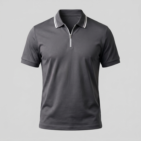 Herren Kurzarm-Poloshirt Mit Reißverschlussblende