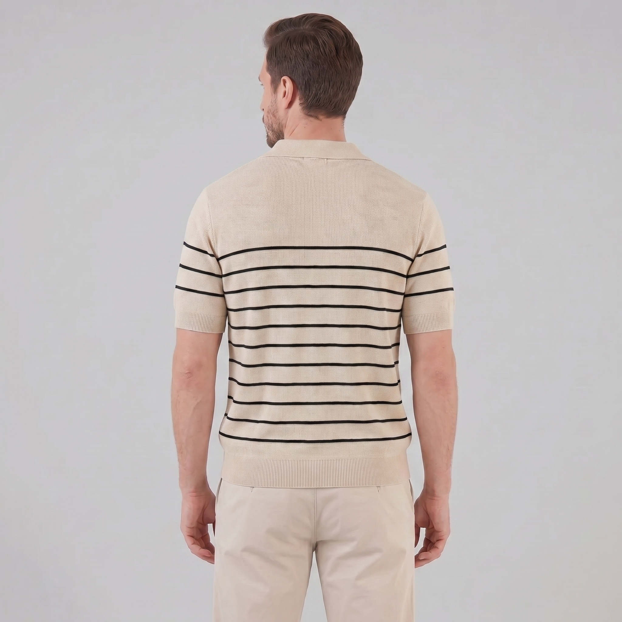 Herren Kurzarm Poloshirt Mit Streifen