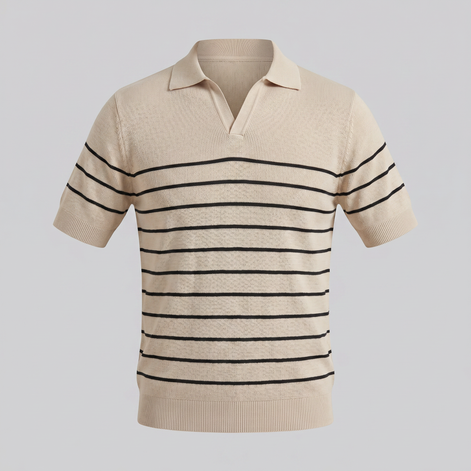 Herren Kurzarm Poloshirt Mit Streifen