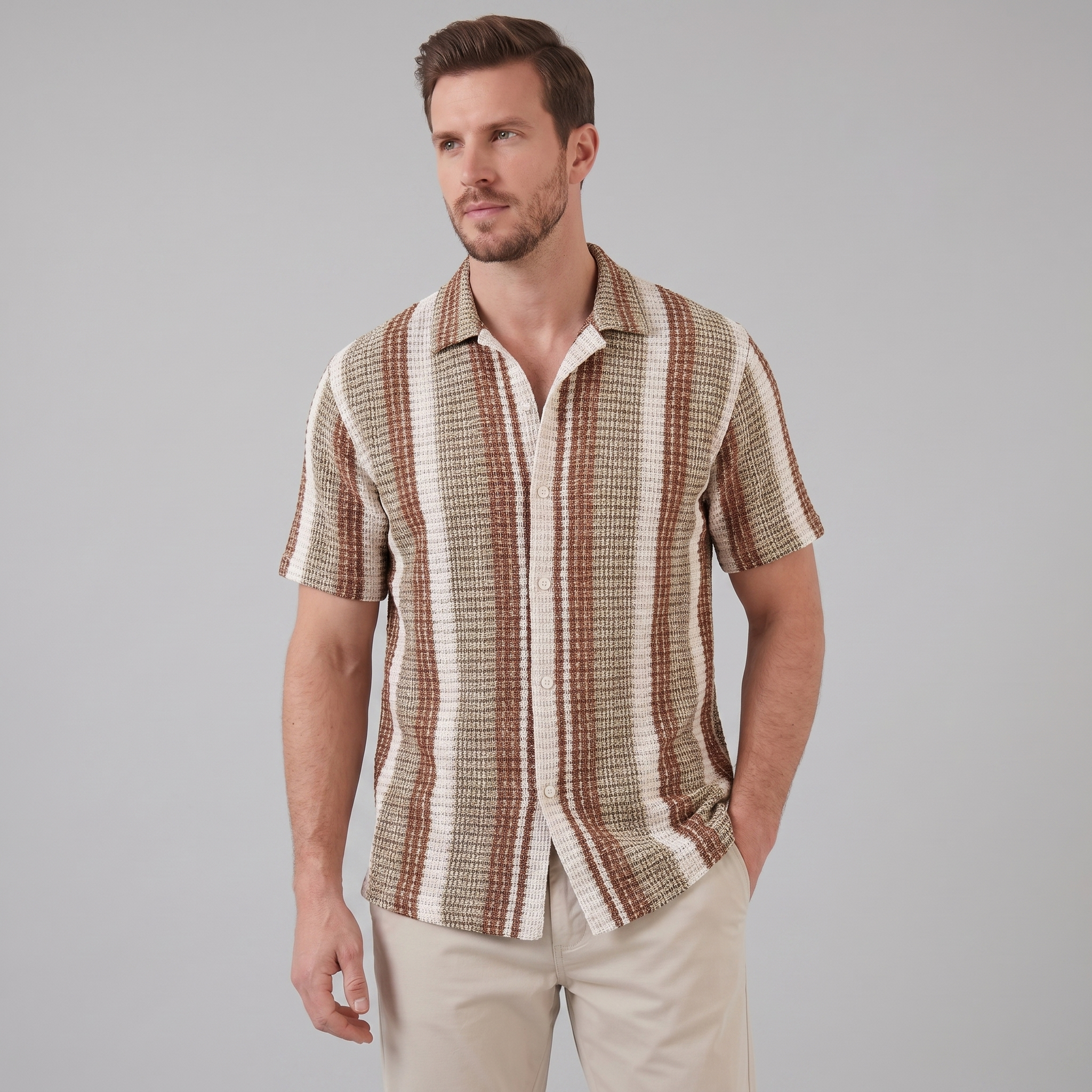 Herren Gestreiftes Kurzarmshirt