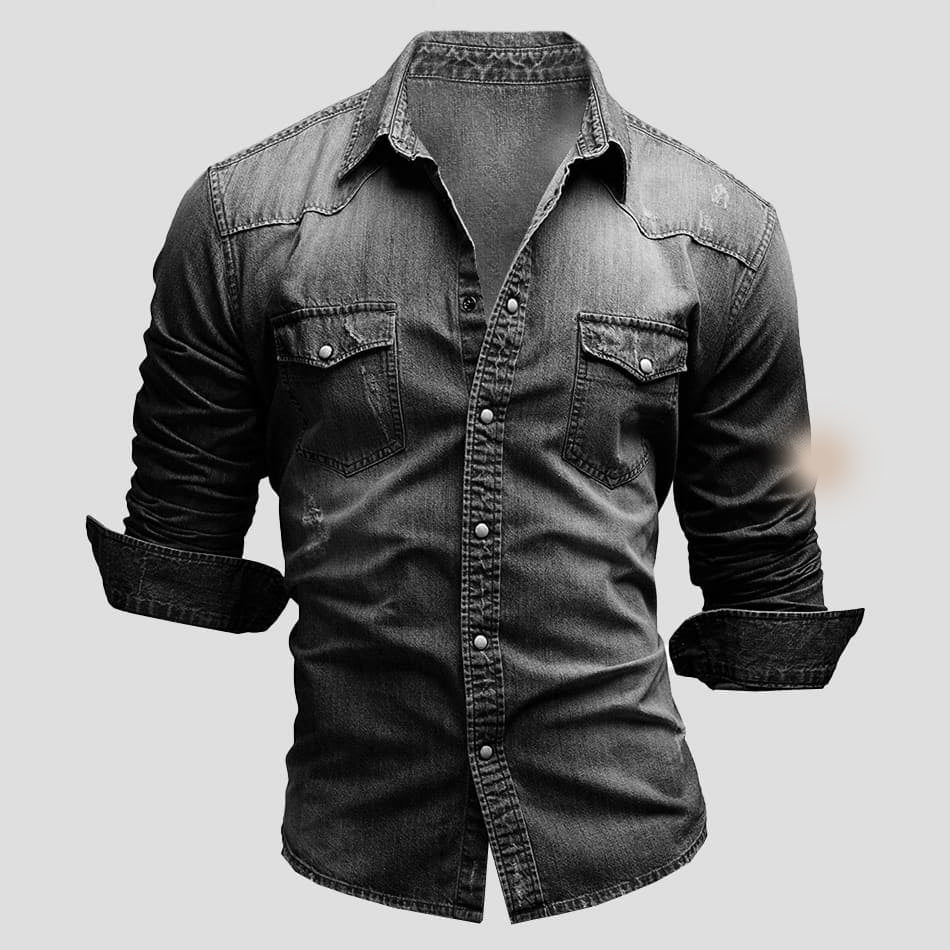 Men's Slim Fit Denim Shirt Long Sleeve