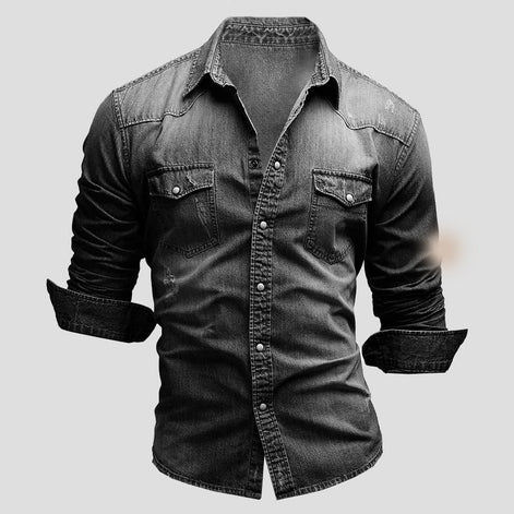 Men's Slim Fit Denim Shirt Long Sleeve