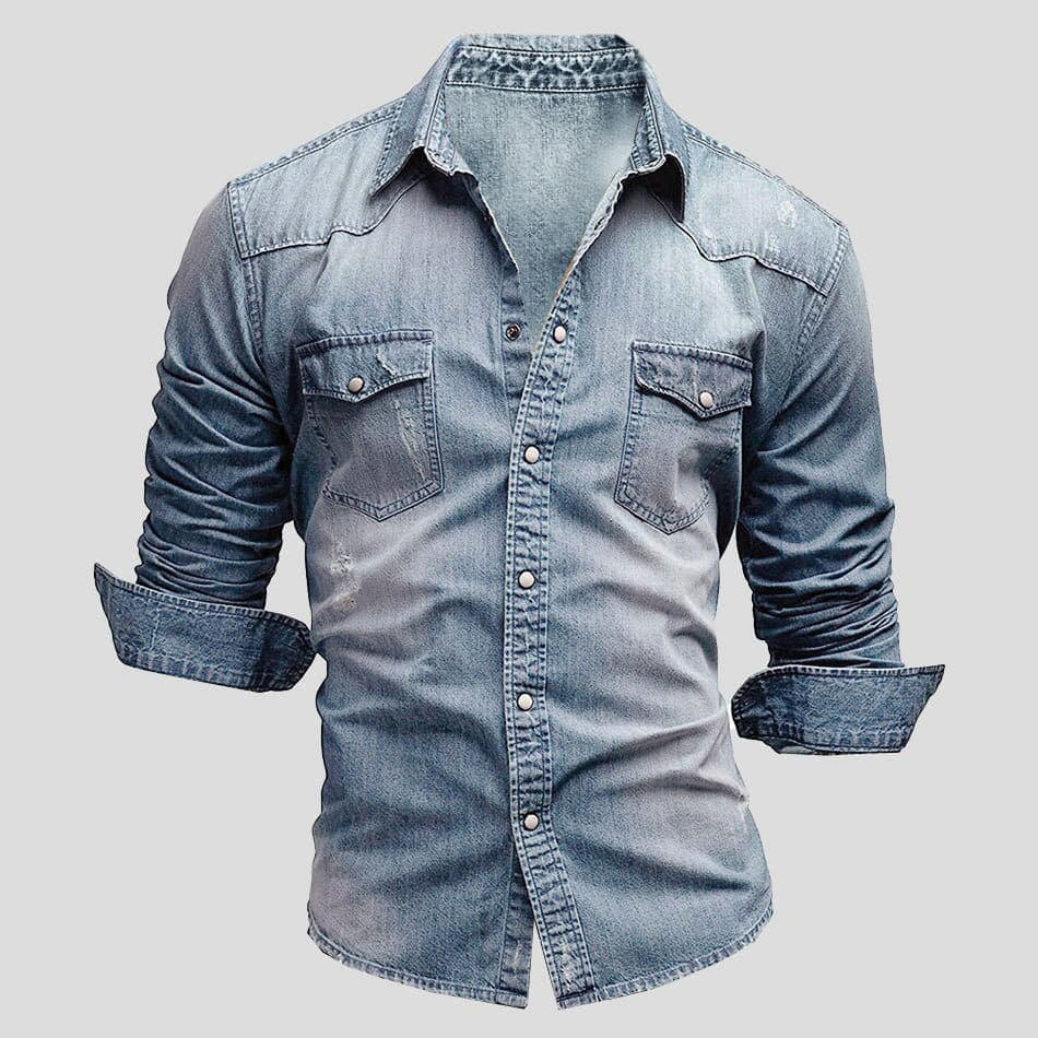 Men's Slim Fit Denim Shirt Long Sleeve