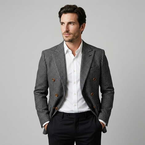 Herren Slim Fit Doppelreihiger Blazer