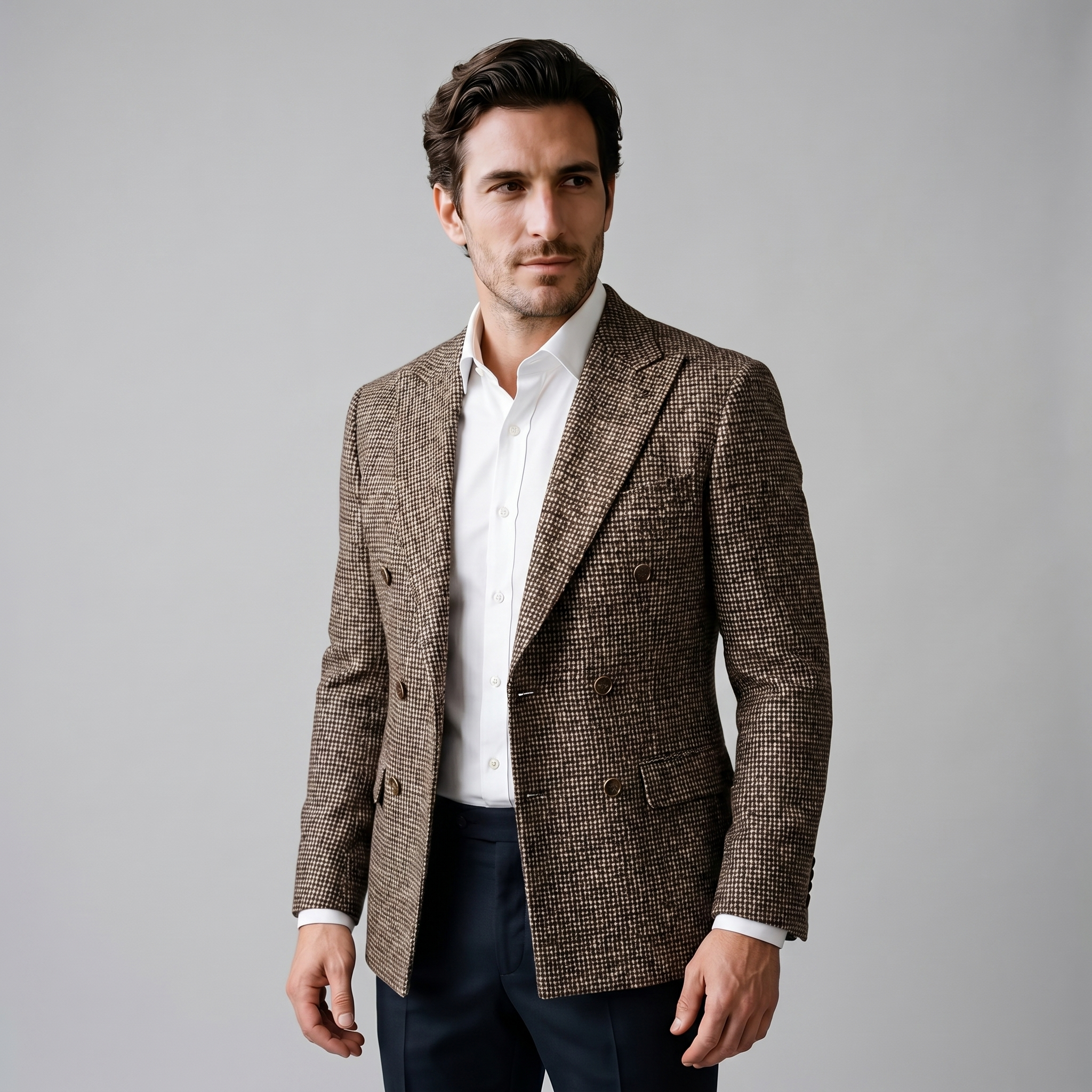Herren Slim Fit Doppelreihiger Blazer