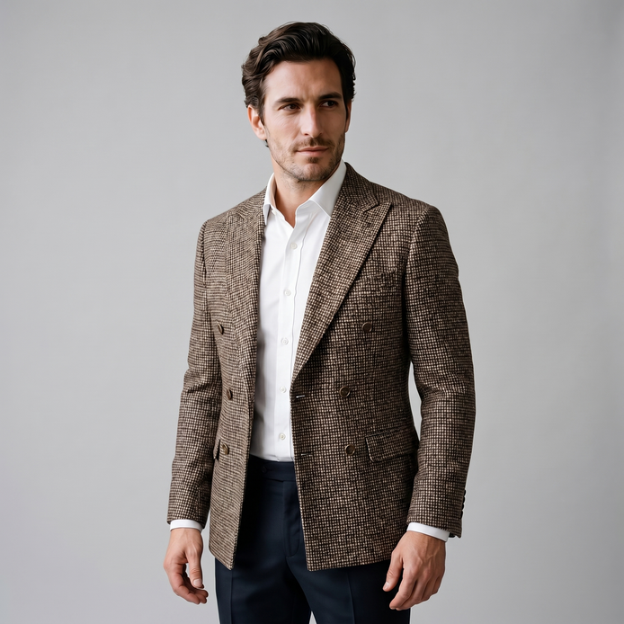 Herren Slim Fit Doppelreihiger Blazer