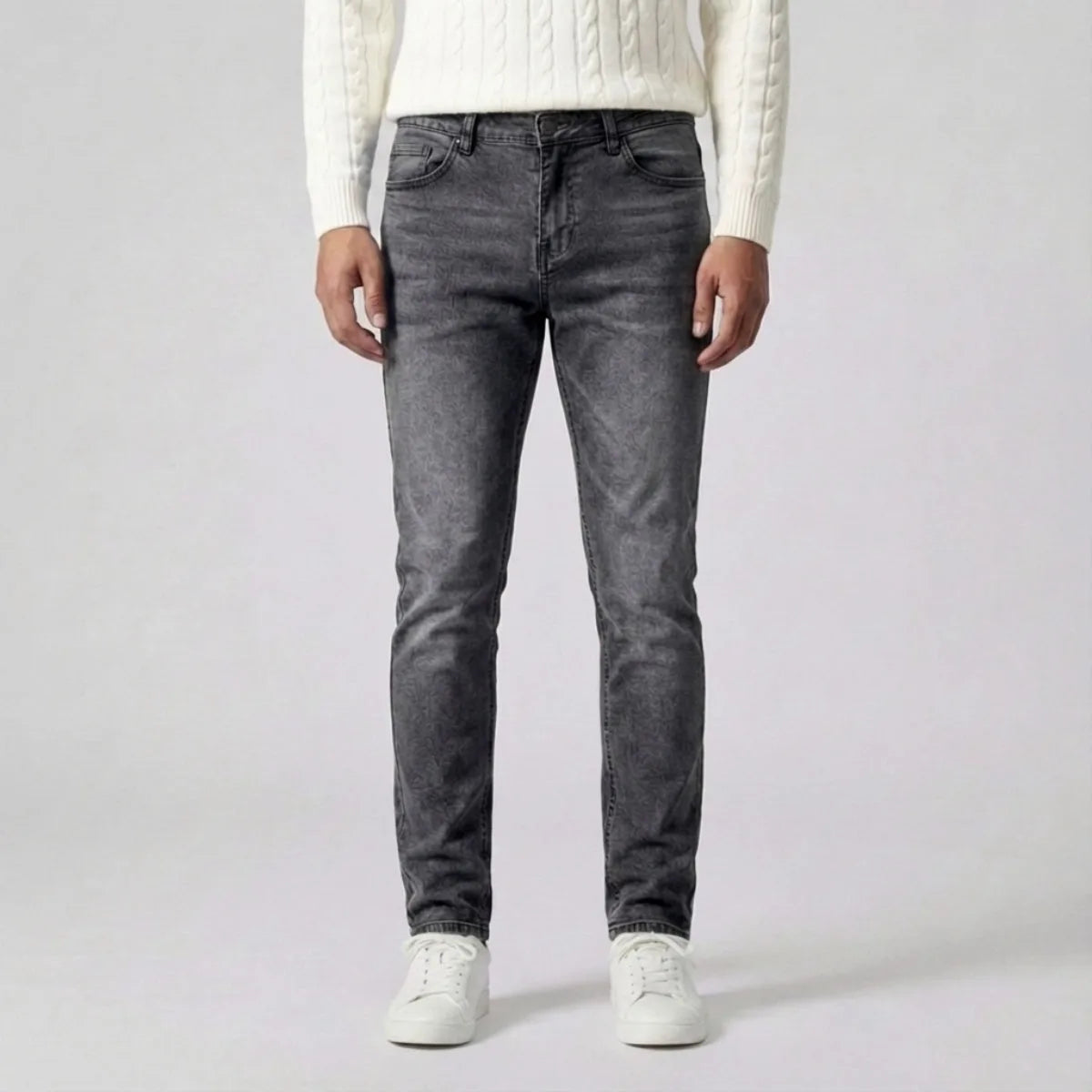Herren Slim Fit Graue Jeans