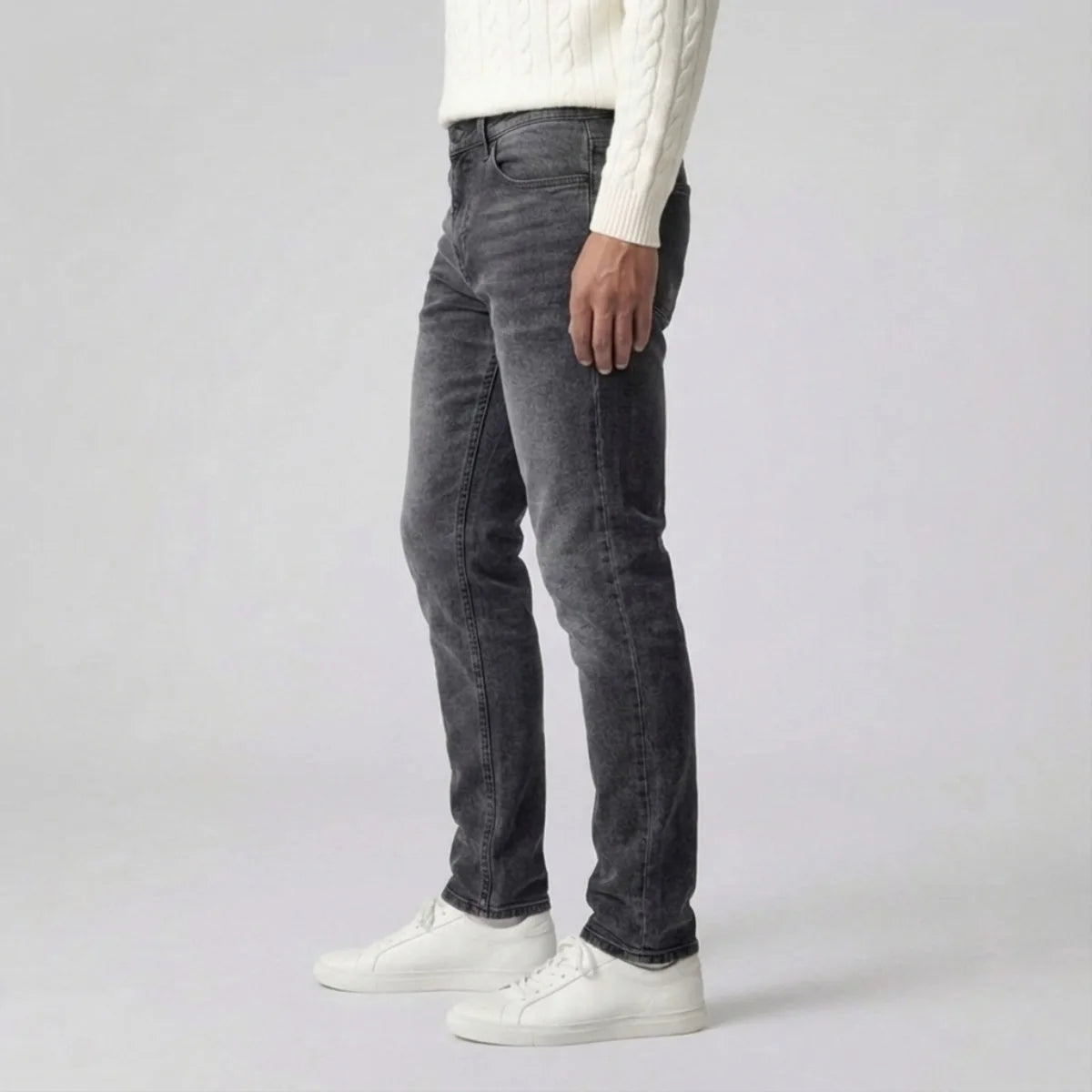 Herren Slim Fit Graue Jeans