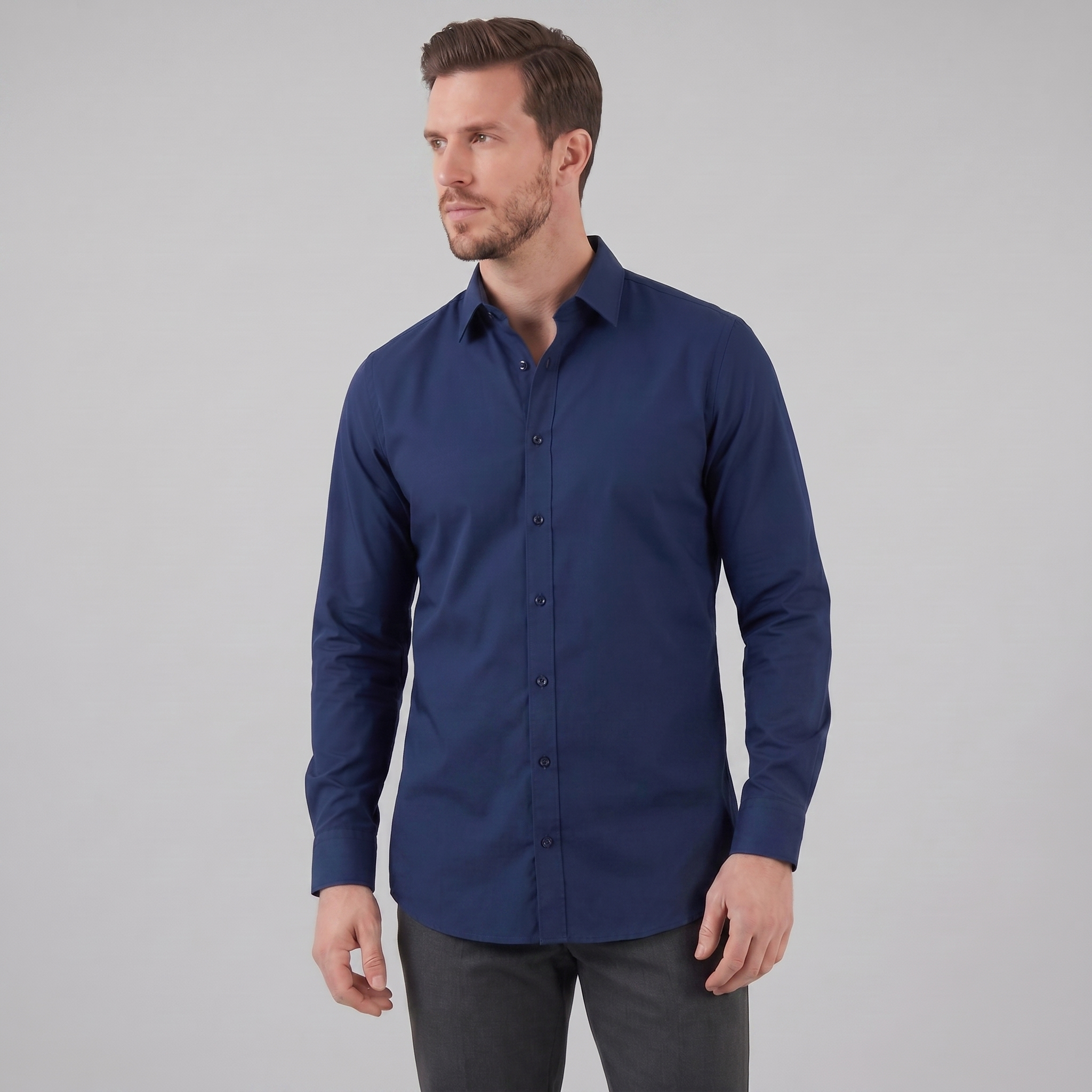 Herren Slim Fit Langarmhemd