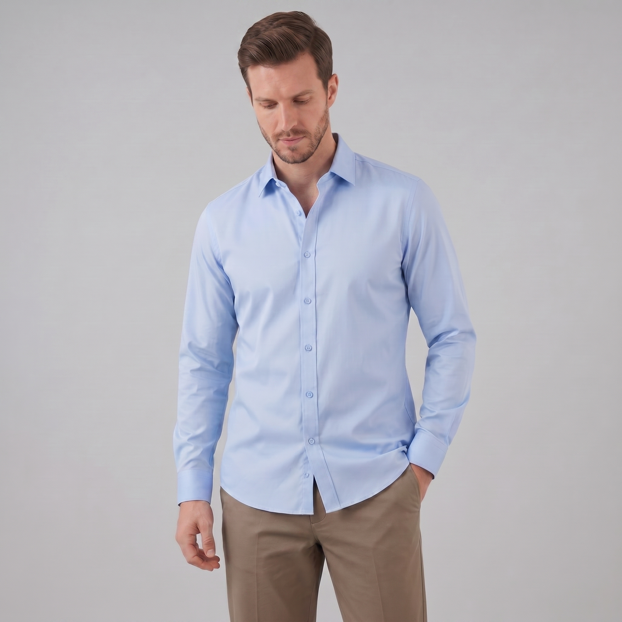 Herren Slim Fit Langarmhemd