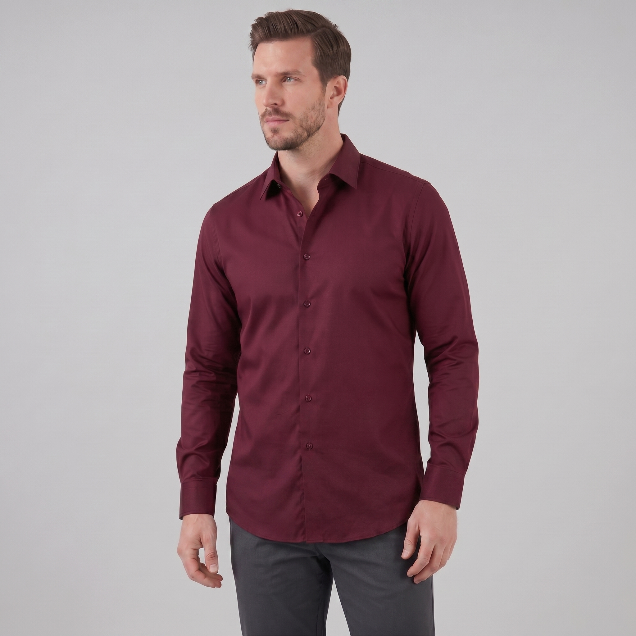 Herren Slim Fit Langarmhemd