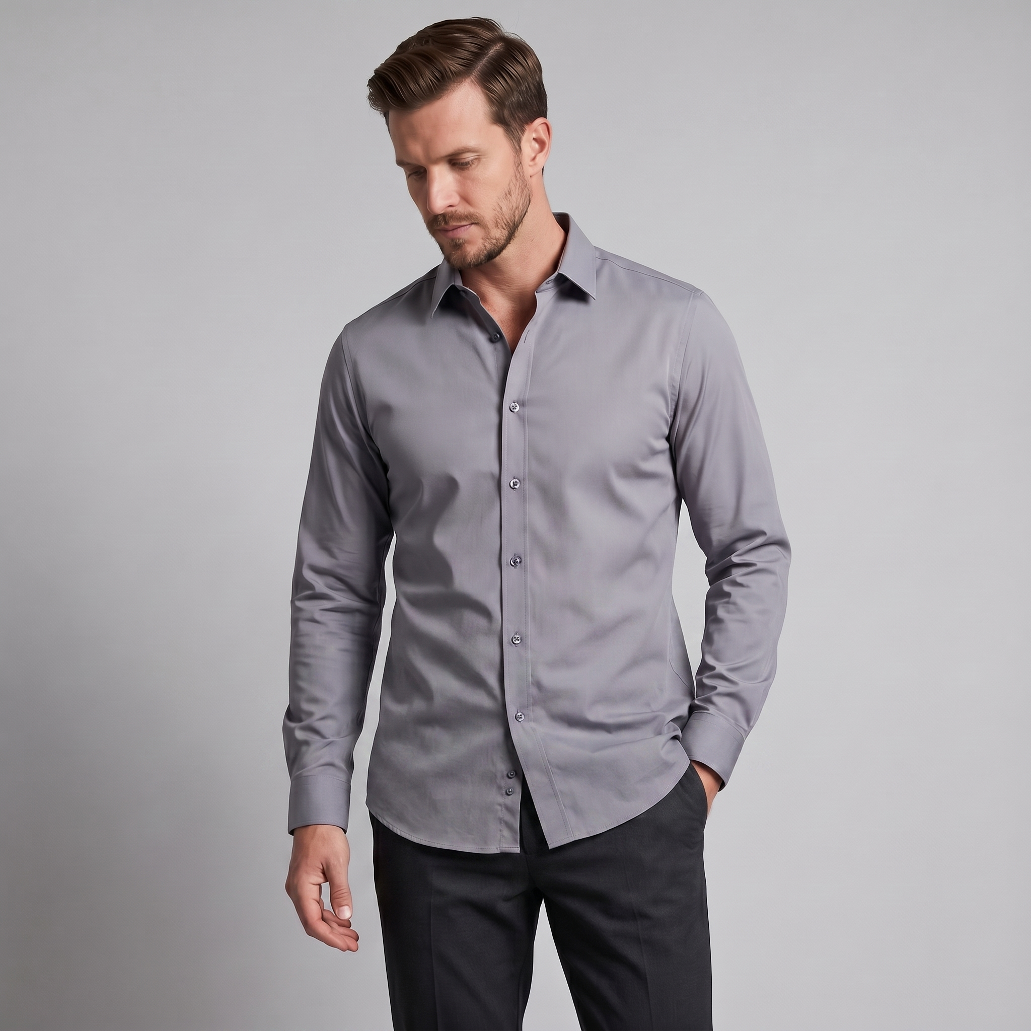Herren Slim Fit Langarmhemd